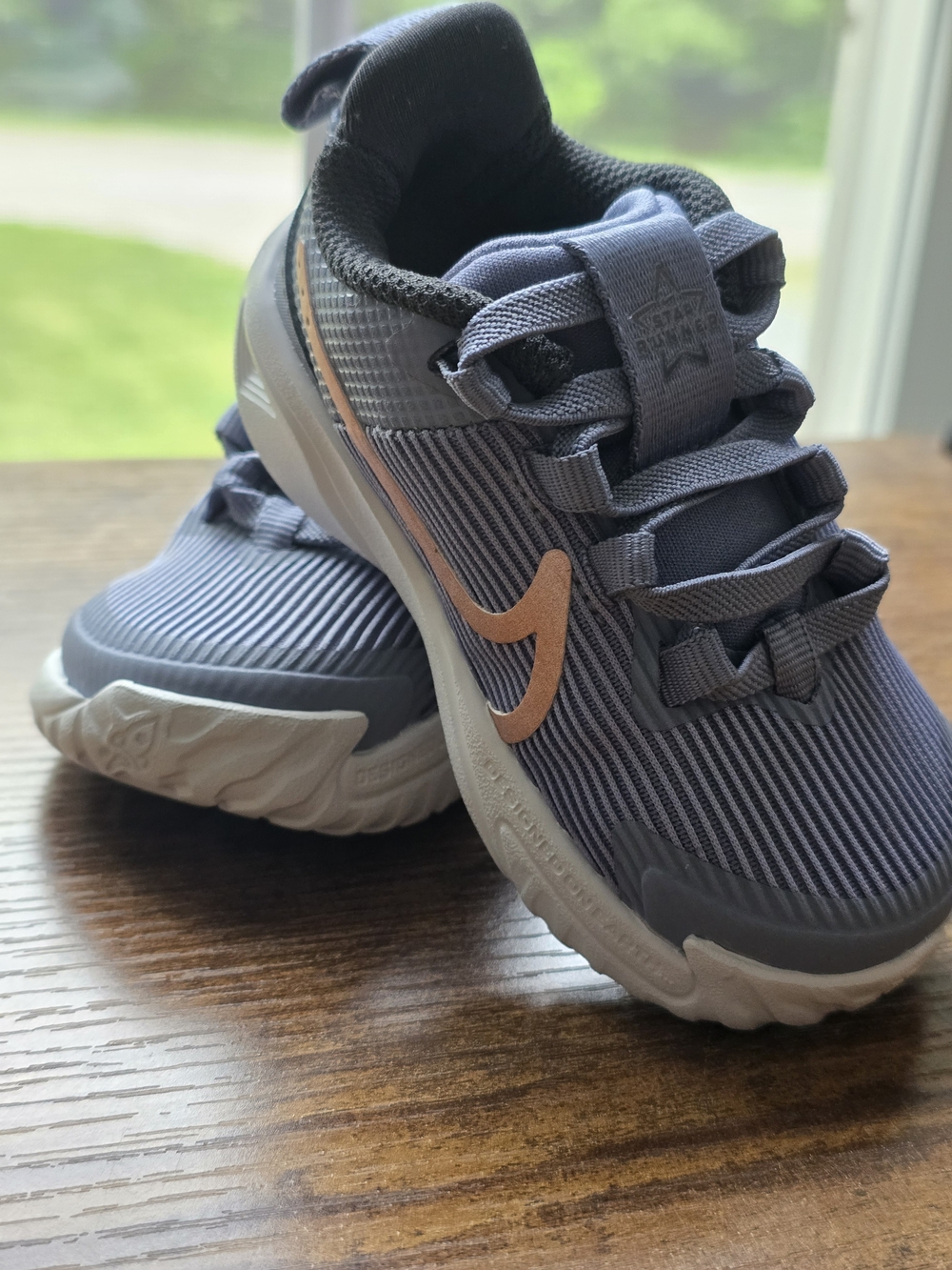 Nike Baby/Toddler Gray & Copper Swoosh Sneakers
